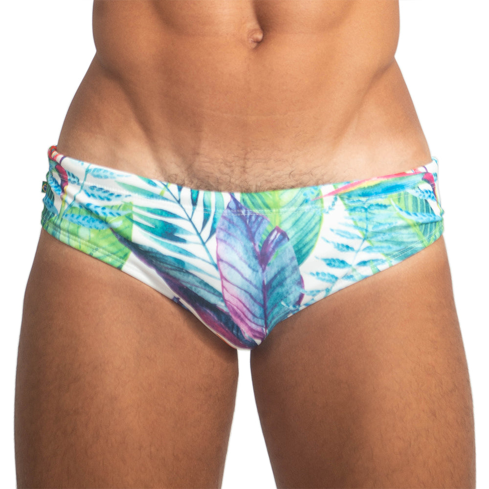 Paraíso Floral Print Men's Designer Swimwear - Men's Swimming Sunga