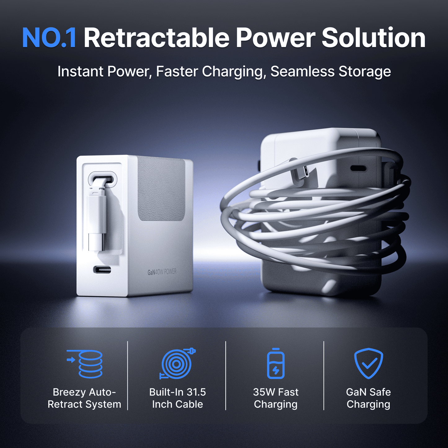 Gitryin Retractable 40W Charger for 3C Devices
