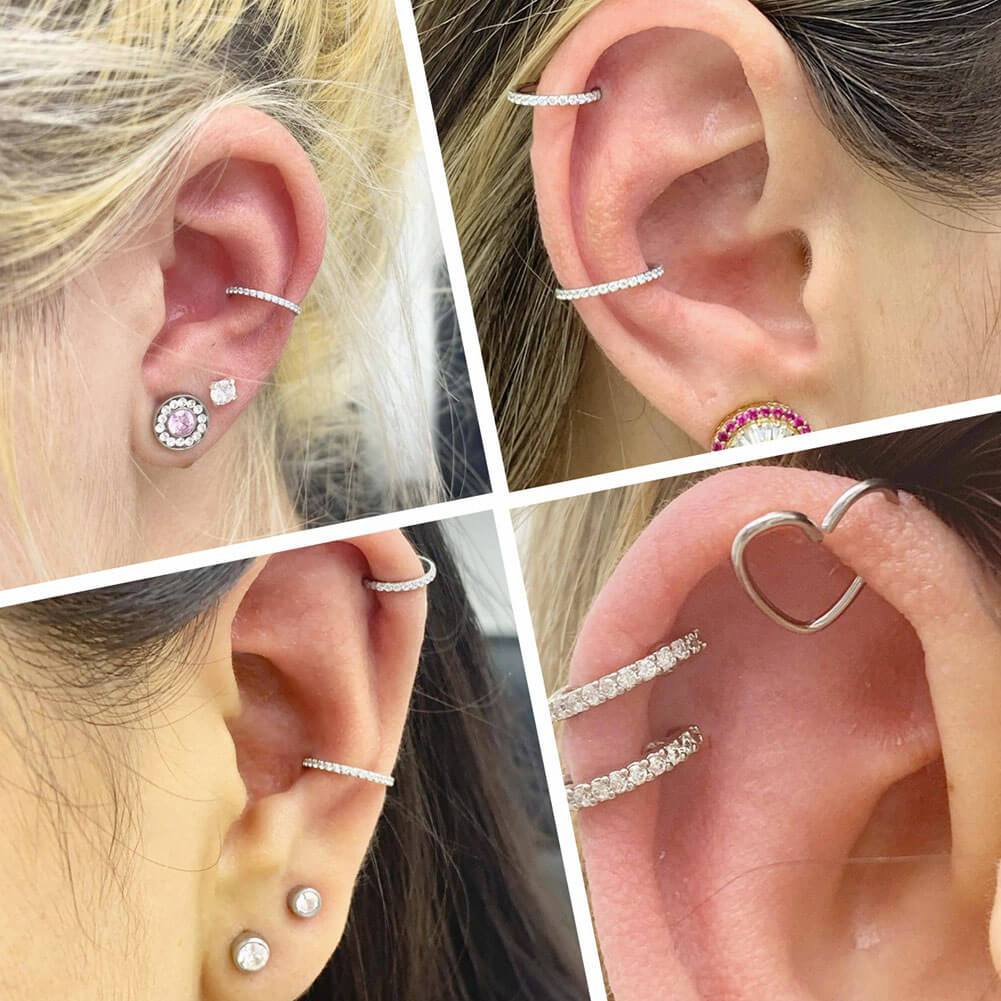 16G CZ Segment Titanium Cartilage Hoop