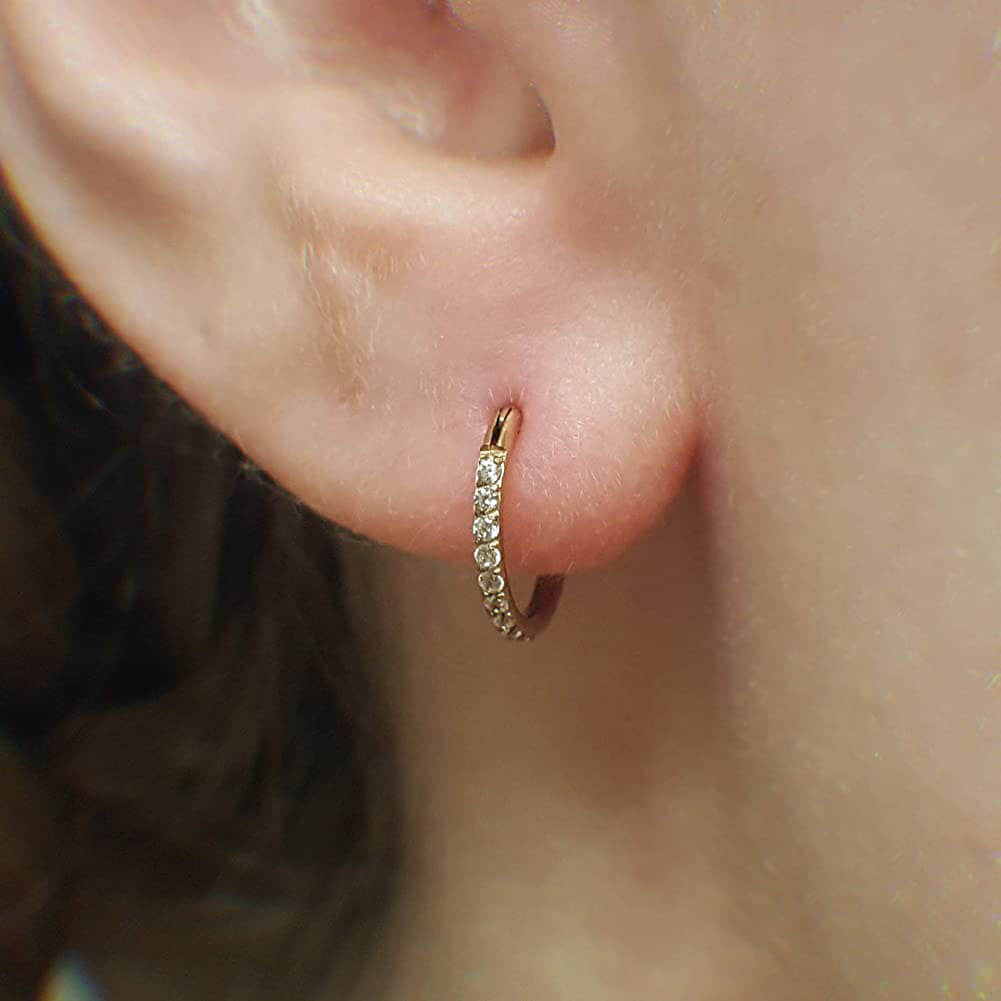 14G CZ Hinged Segment Hoop