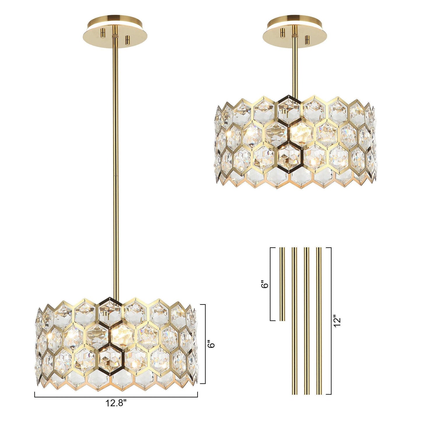 13 Inch Modern Golden 3-Light Island Pendant Lighting for Living Room