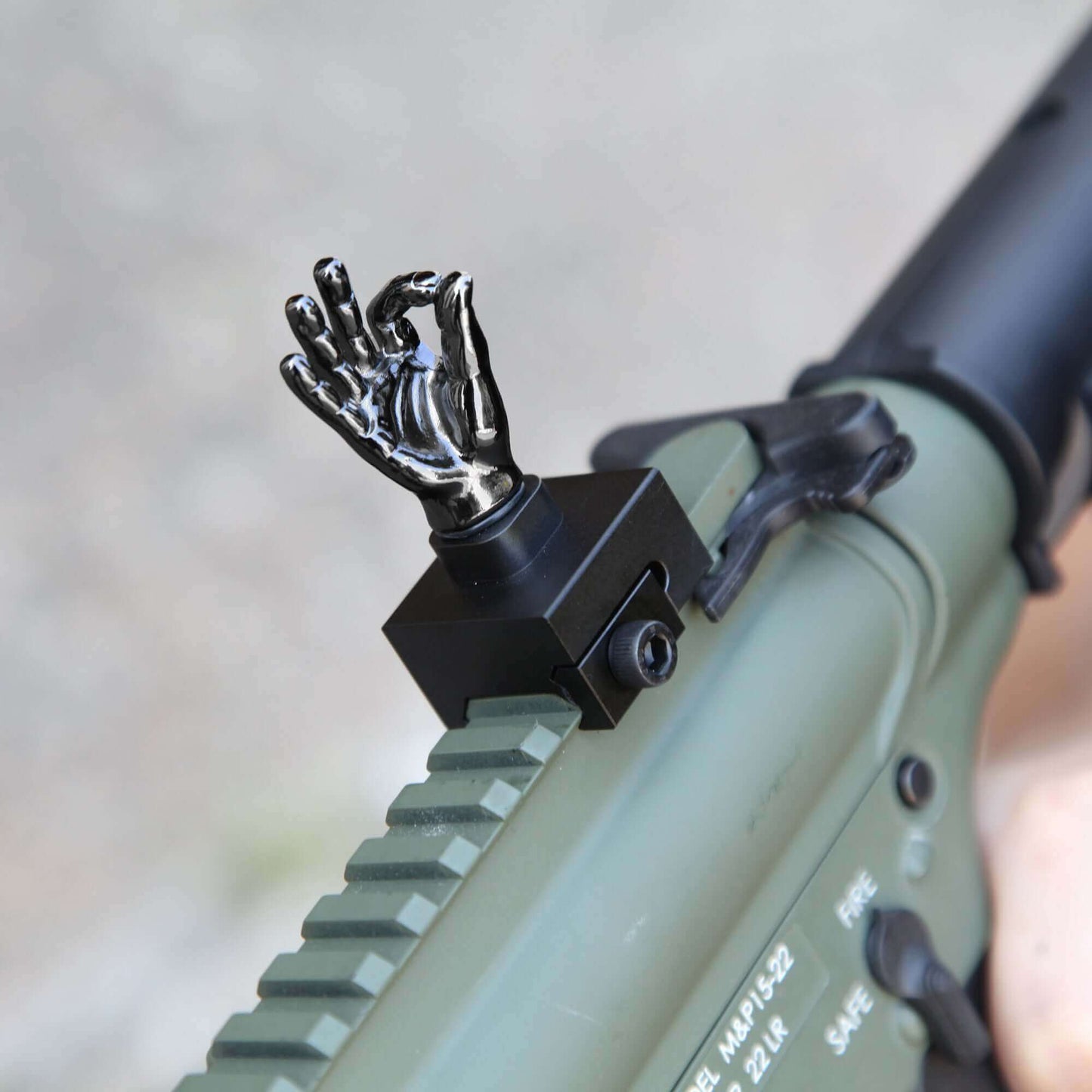 Gloss Tungsten Grey Color Novelty Finger Iron Sight Set - Straight (Middle Finger & OK Hand)