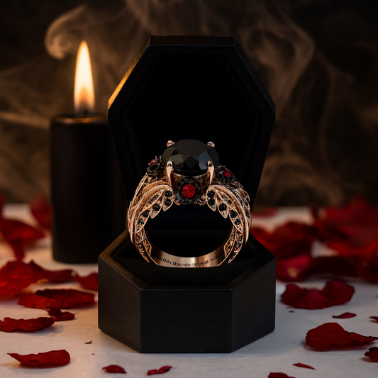 I Want You Promise Ring- 1.5 ct Round Cut Diamond and Black Roses Gothic Ring