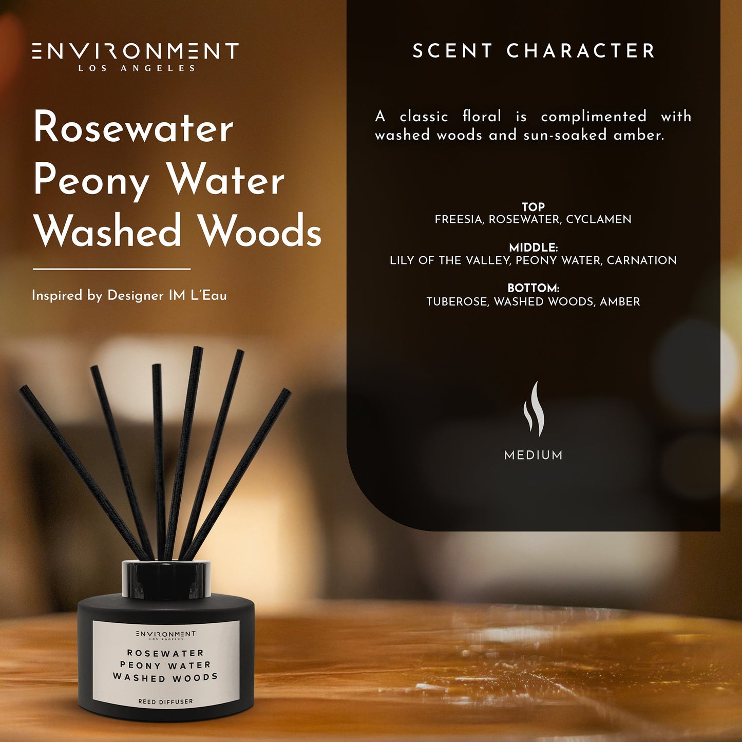 Rosewater | Peony Water | Washed Woods Diffuser (Inspired by Issey Miyake L'Eau d'Issey®)