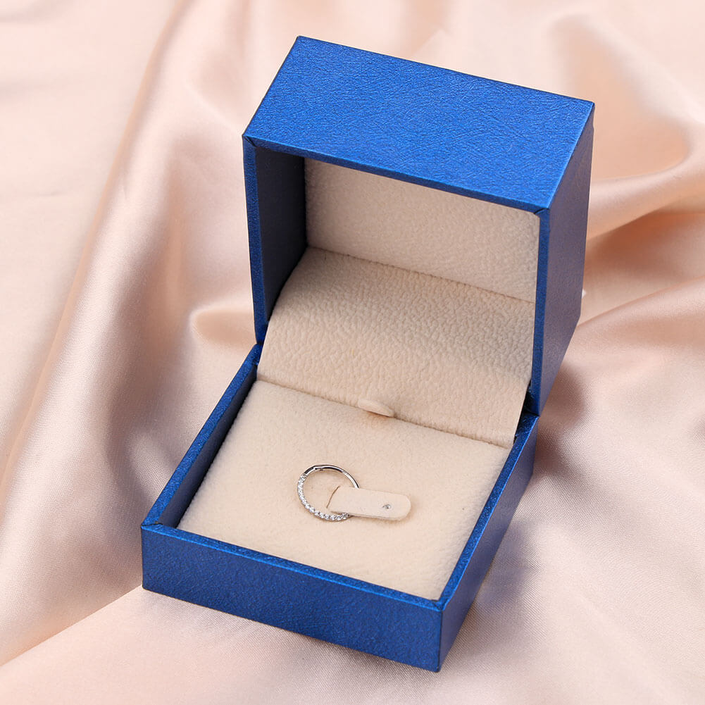 14K White Gold Clear CZ Segment Septum Ring