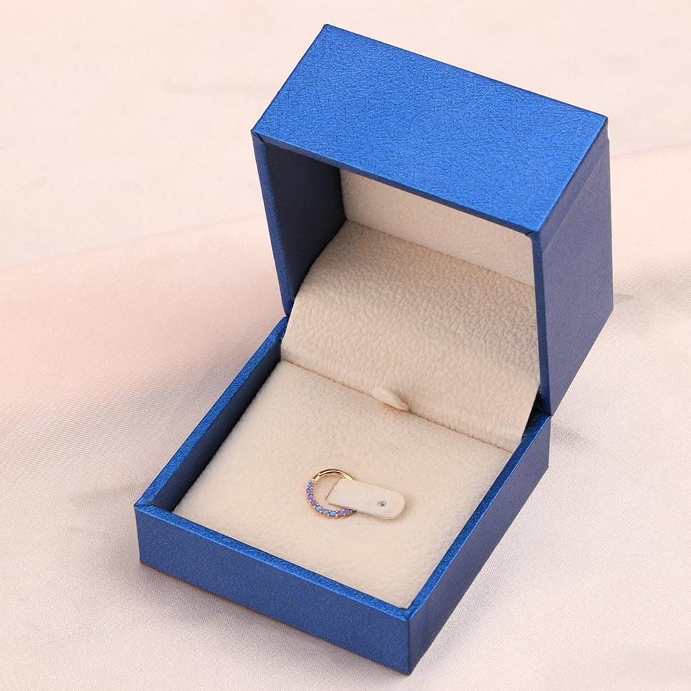 14K Gold Purple Opal Daith Earring