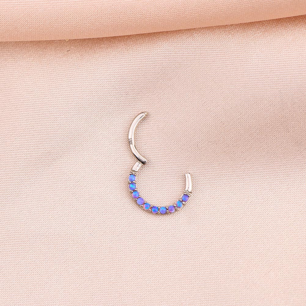 14K White Gold Purple Opal Segment Septum Ring