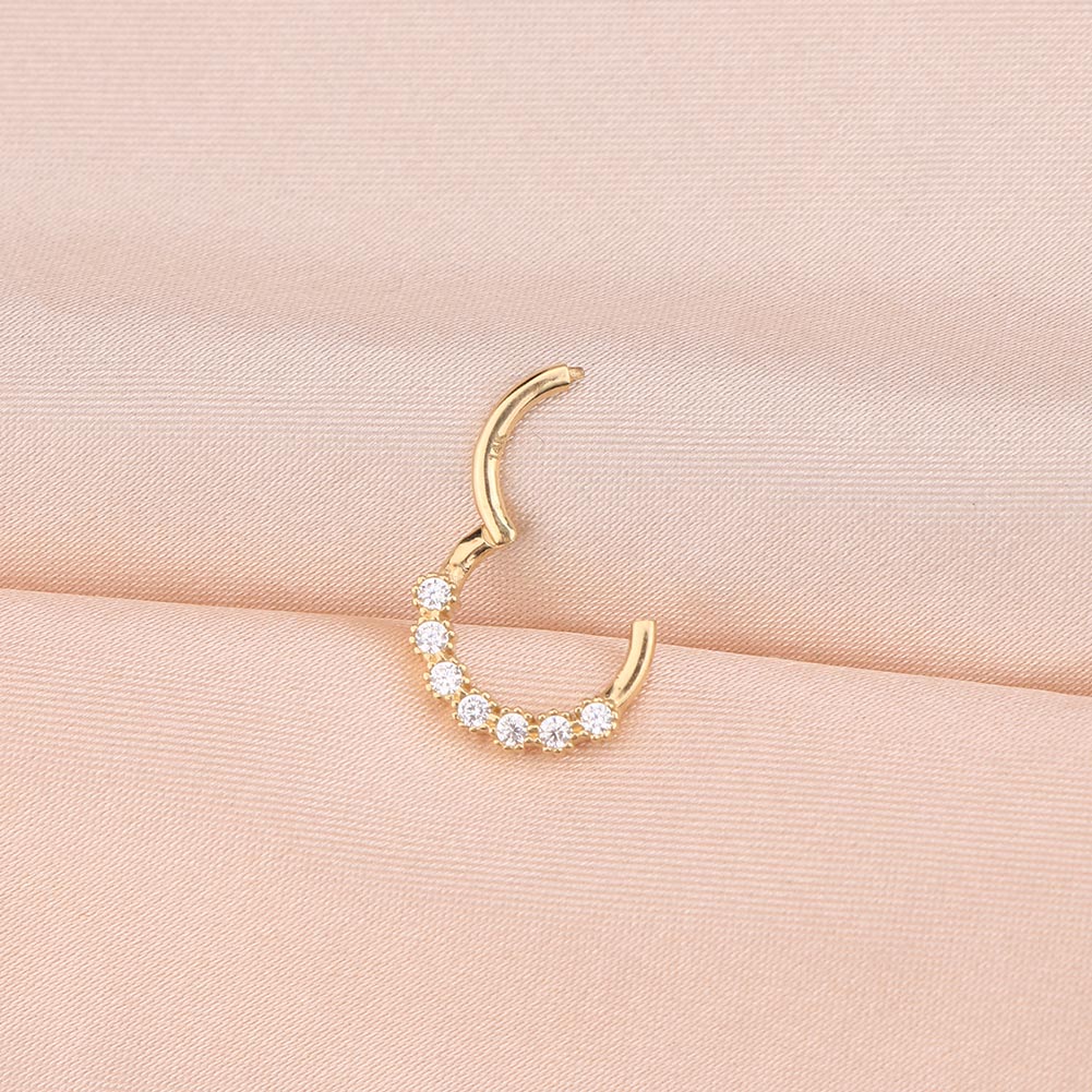 14K Gold Hoop CZ Segment Helix Hoop