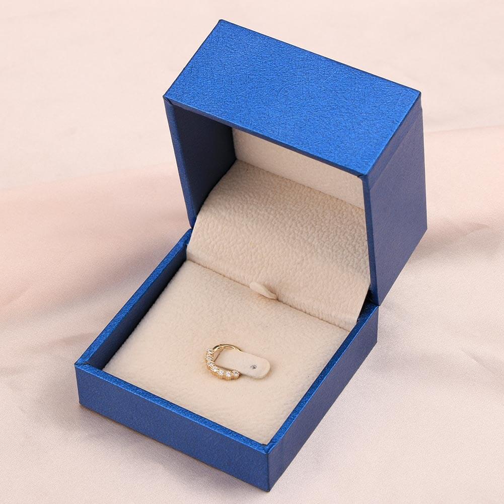 14K Gold Hoop CZ Segment Helix Hoop