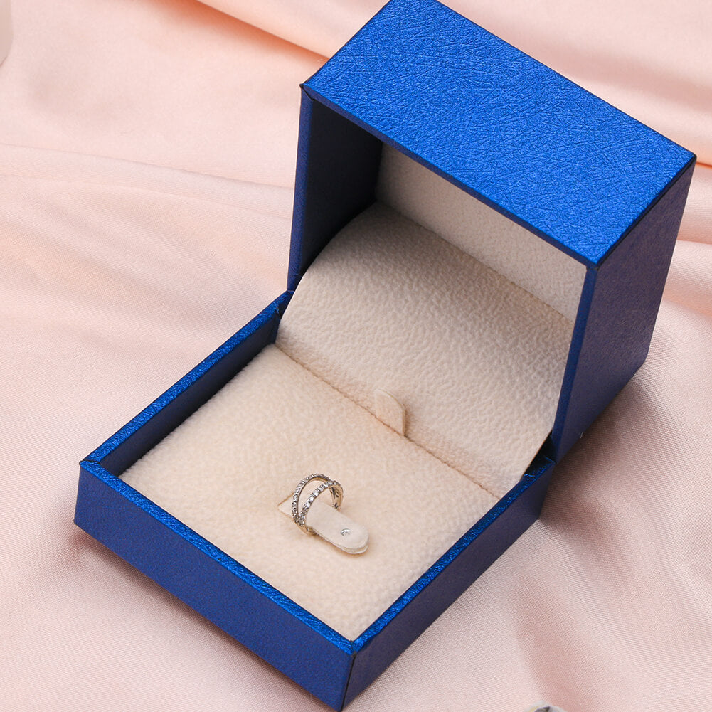 14K White Gold Double Row CZ Helix Earring
