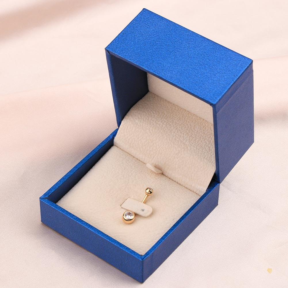 14K Gold Round CZ Belly Ring
