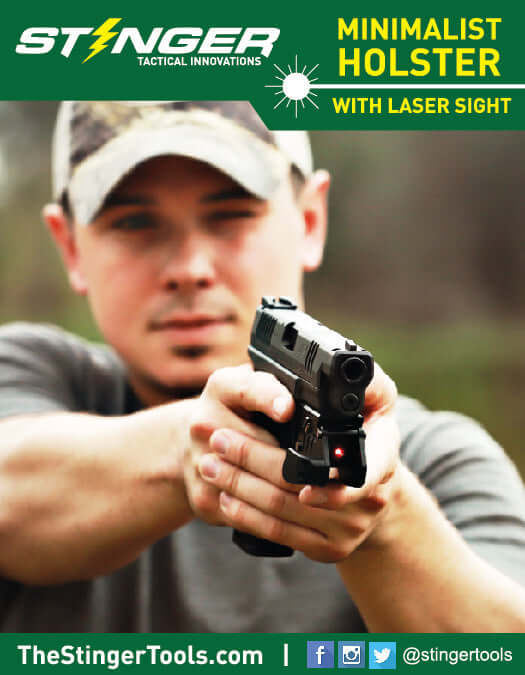 Stinger HL-GL Concealment Laser Sight System: Trigger Guard Protection, Minimalist Carry Holster (Rechargeable GREEN Laser - HDPE Body)