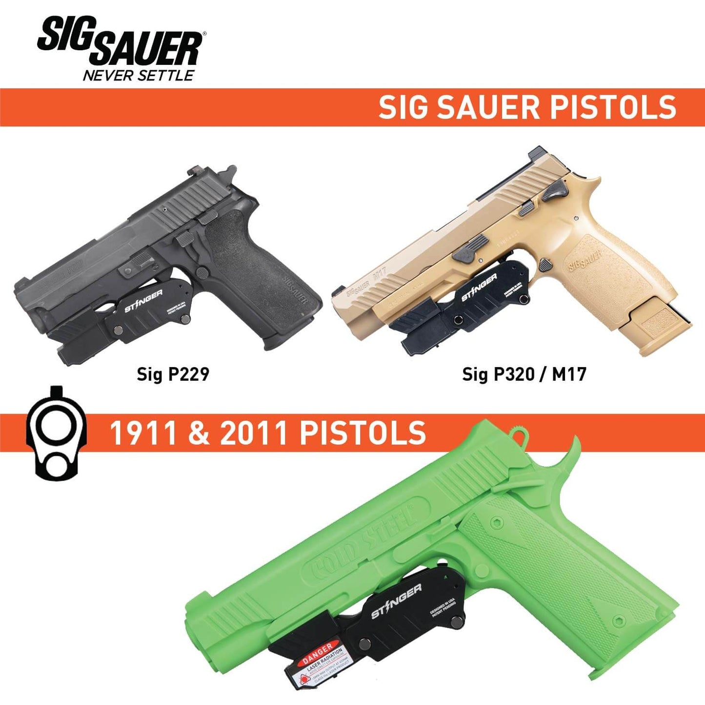 Stinger HL-GL Concealment Laser Sight System: Trigger Guard Protection, Minimalist Carry Holster (Rechargeable GREEN Laser - HDPE Body)