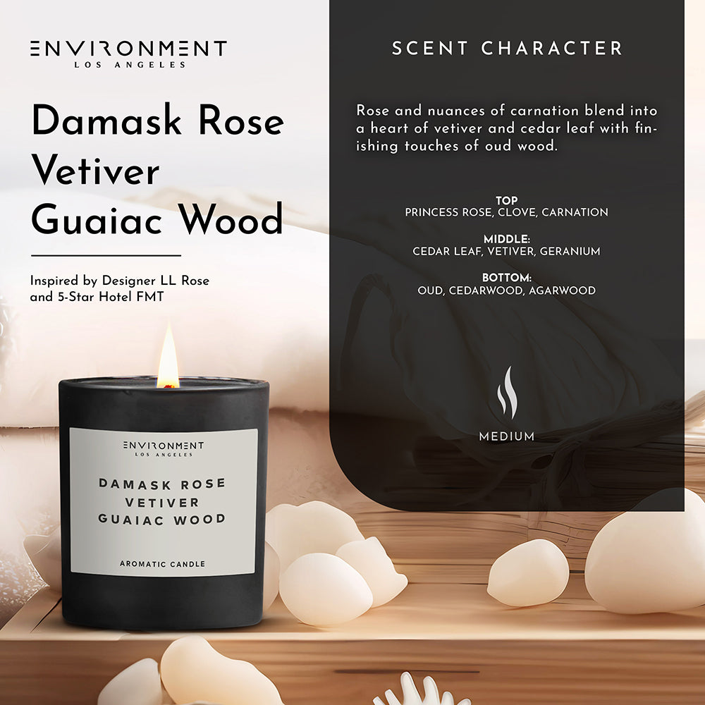 8oz Damask Rose | Vetiver | Guaiac Wood Candle with Lid and Box (Inspired by Le Labo Rose 31® and Fairmont Hotel®)