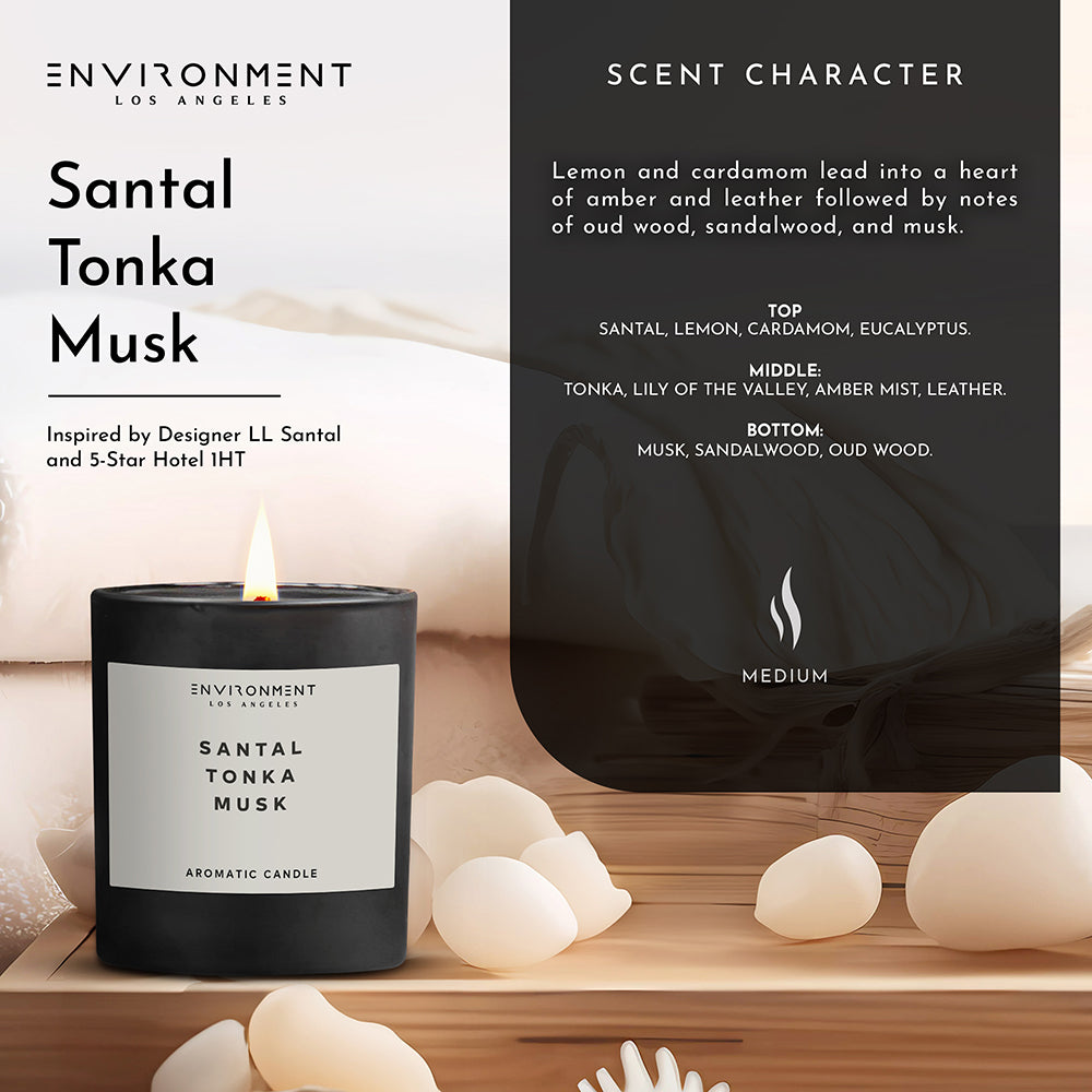 8oz Santal | Tonka | Musk Candle with Lid and Box (Inspired by Le Labo Santal® and 1 Hotel®)