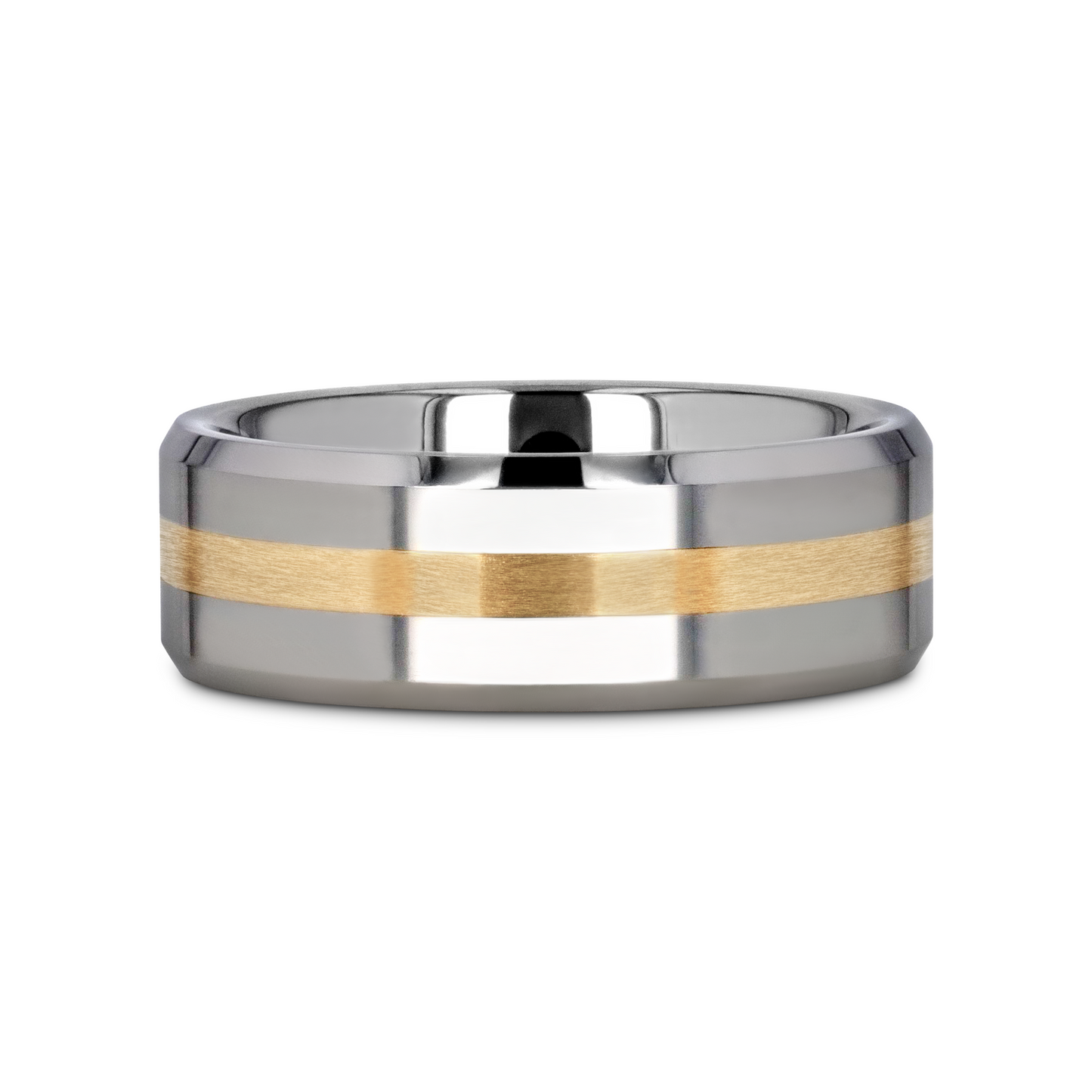 LEGIONAIRE Gold Inlaid Beveled Tungsten Ring - 6mm & 8mm