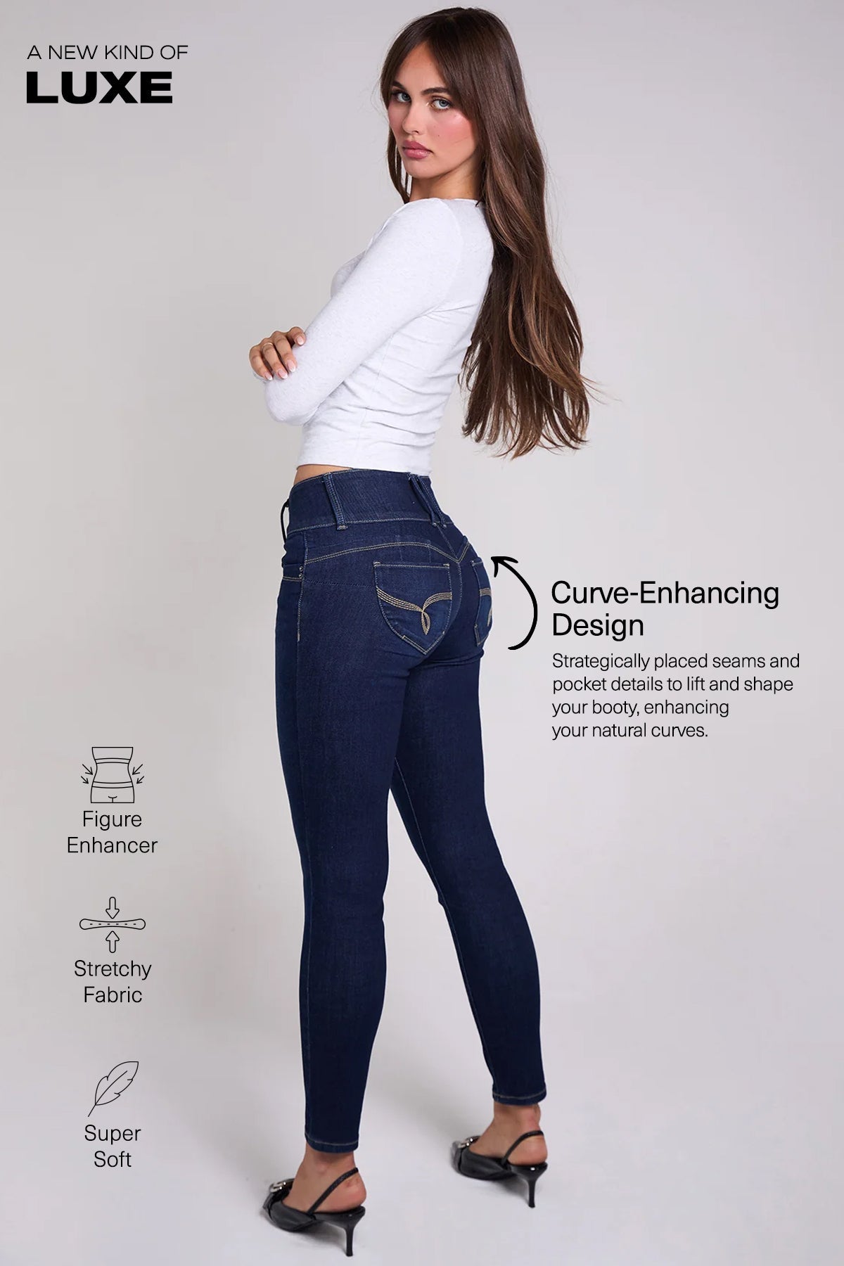 Women's Luxe Mid Rise 3-Button WannaBettaButt Skinny Jeans