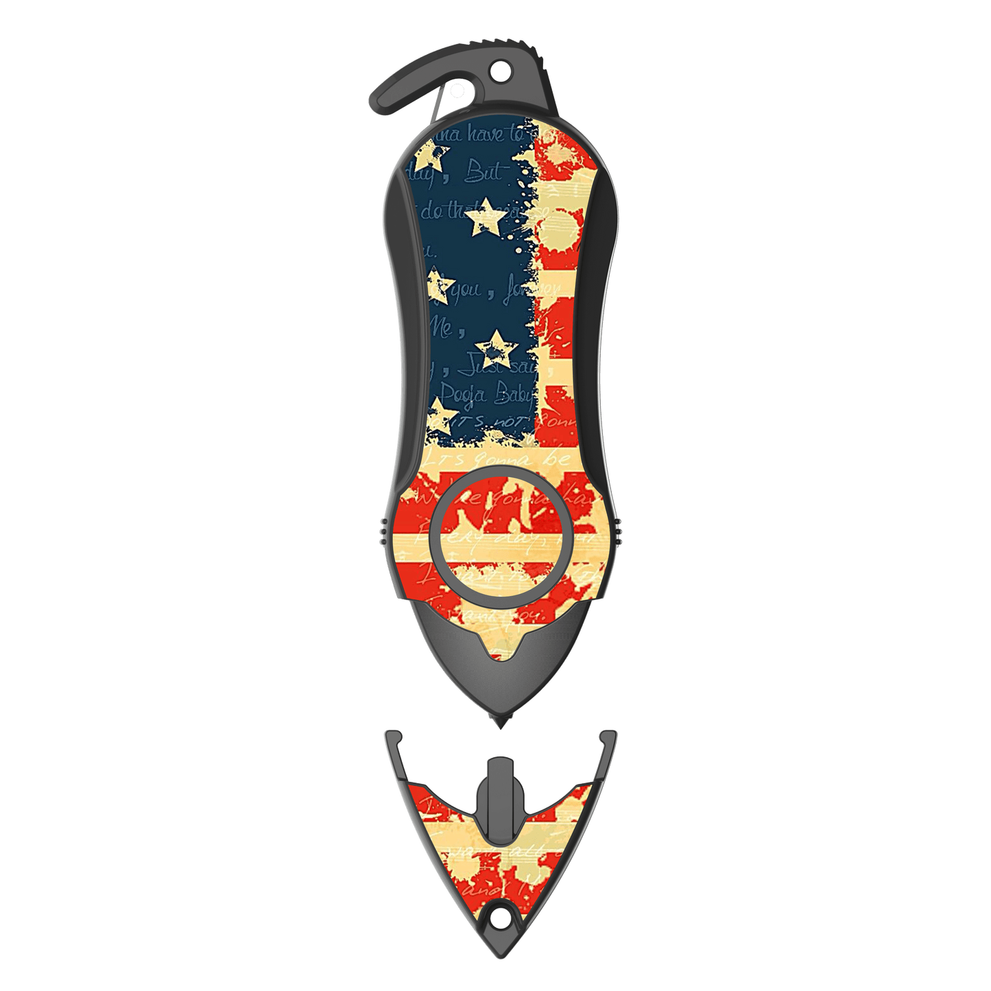 Stinger Personal Safety Alarm Keychain Emergency Tool: Siren Alarm, Seat Belt Cutter, Glass Breaker (USA Flag)