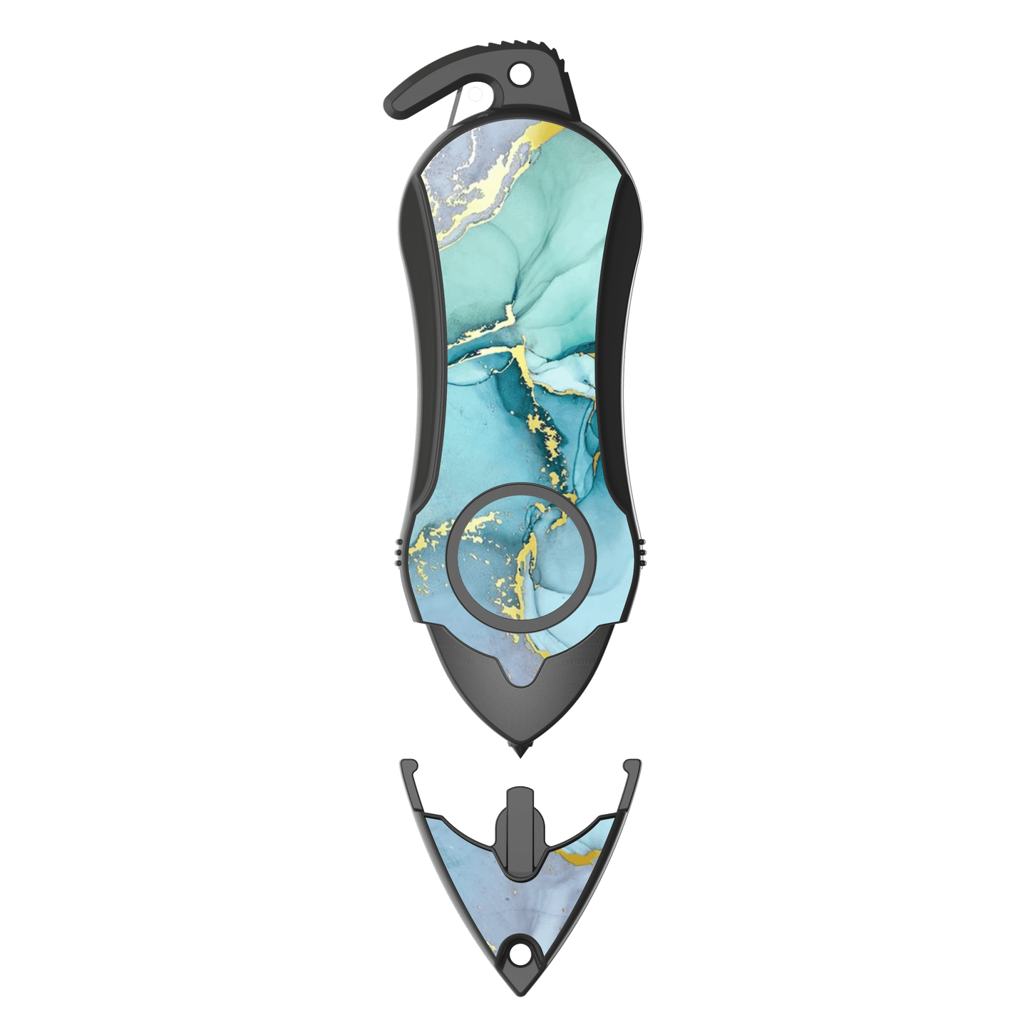 Stinger Personal Safety Alarm Keychain Emergency Tool: Siren Alarm, Seat Belt Cutter, Glass Breaker (Green Marble)