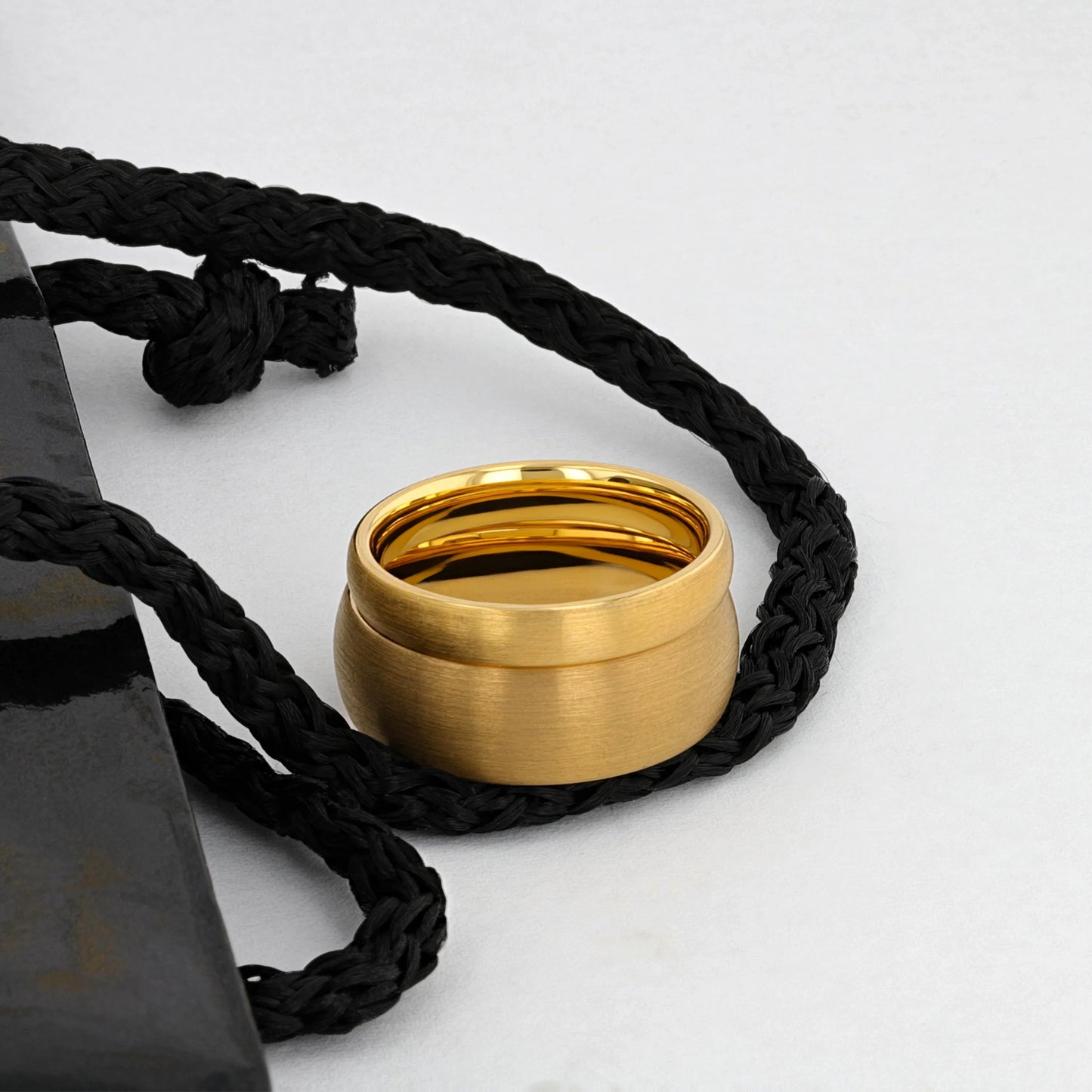 MILLER Gold Plated Tungsten Domed Ring with Brushed Finish - 8mm