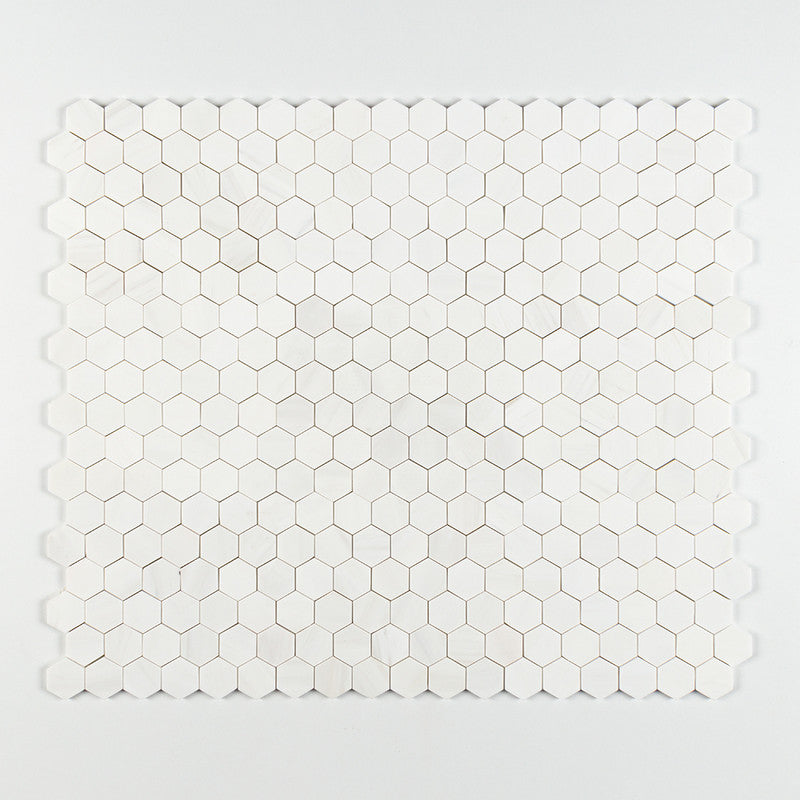 Ice white 10 3/8"x12 Honed Hexagon Marble Mosaic