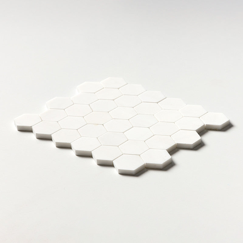Ice white 10 3/8"x12 Honed Hexagon Marble Mosaic
