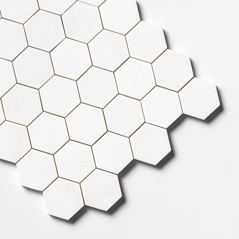Ice white 10 3/8"x12 Honed Hexagon Marble Mosaic