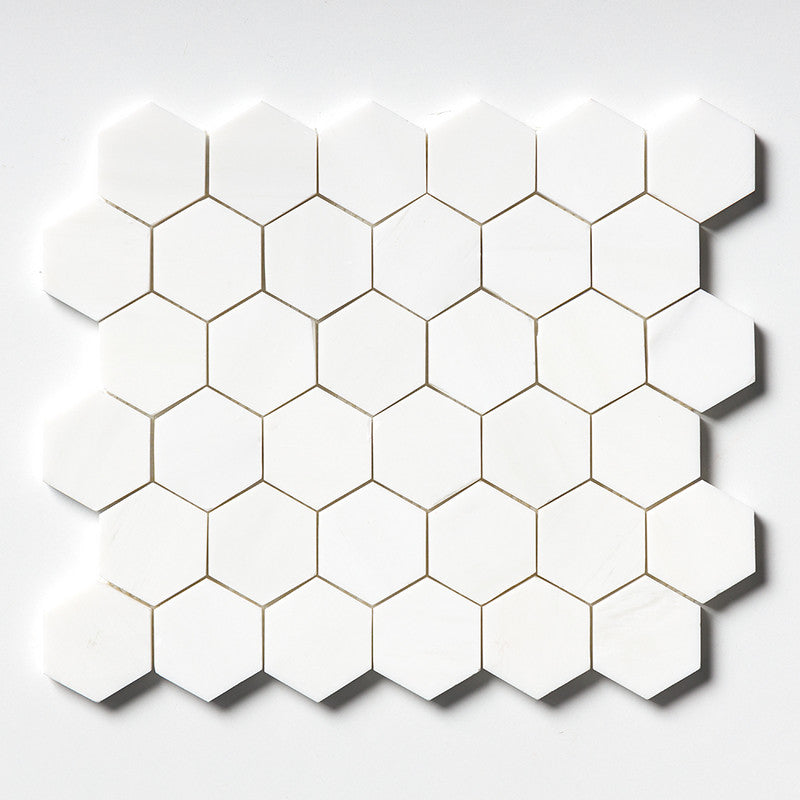 Ice white 10 3/8"x12 Honed Hexagon Marble Mosaic