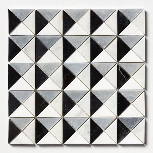 Black Calacatta Allure Snow White 12 1/2"x12 1/2" Multi Finish Devon Marble Mosaic