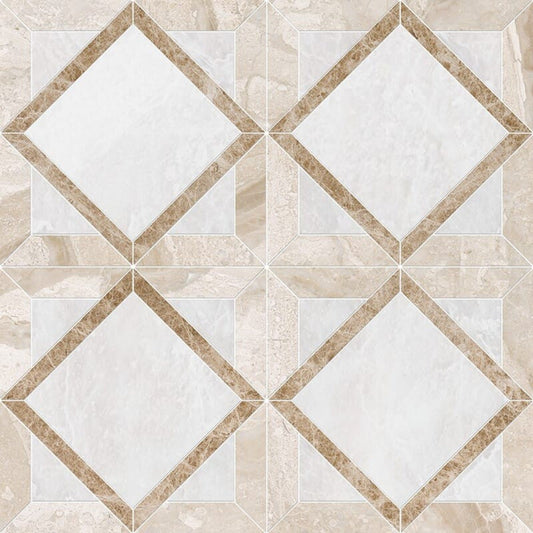 Bear Clear Ice Diana Royal, Paradise 13 9/16"x13 9/16" Polished Kent Marble Mosaic