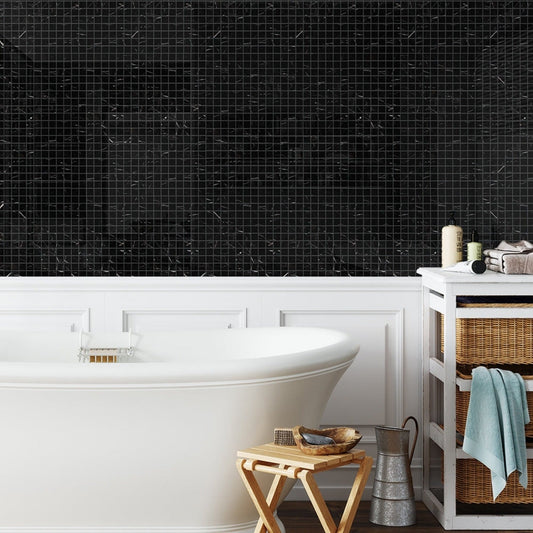Black Polished 12"x12" Marble  1"x1" Mosaic Tile