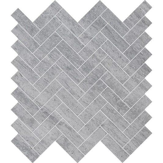 Alpha Blue Honed 12 1/8"x13 3/8" Herringbone Marble Mosaic