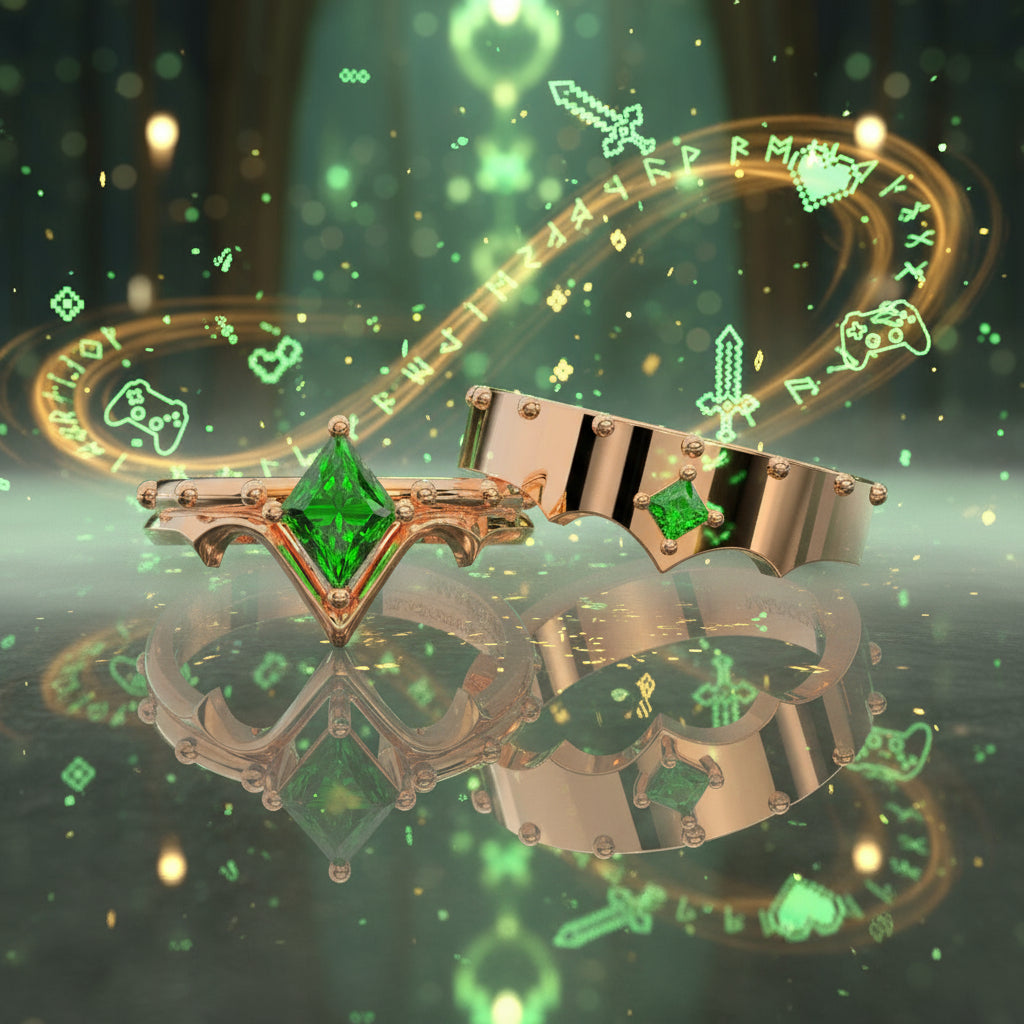 Marksman's Ring Set (Women)- 14k Yellow Gold Video Game Inspired Rings
