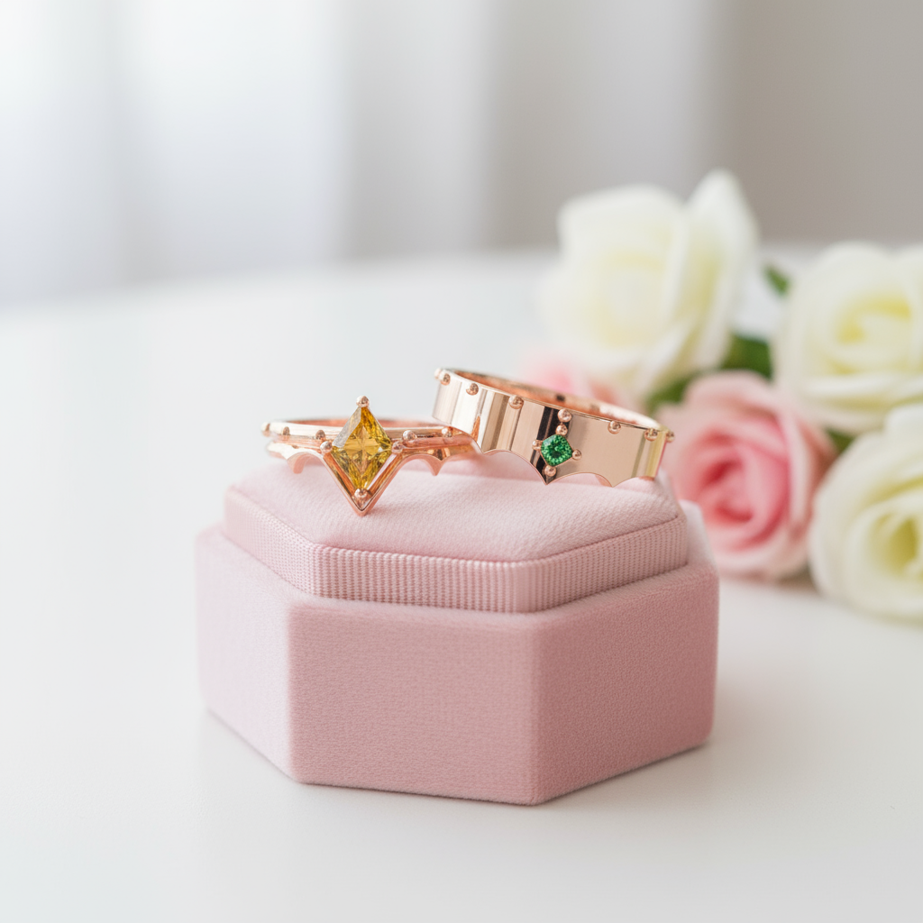 Marksman's Ring Set (Women)- 14k Yellow Gold Video Game Inspired Rings