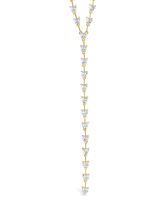 Tasha CZ Stationed Heart Lariat Necklace