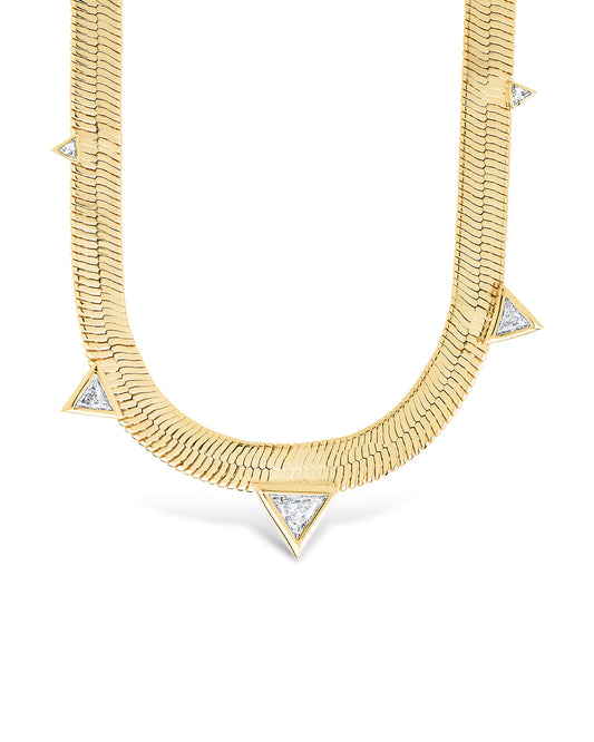 Brecken Stationed CZ Herringbone Necklace