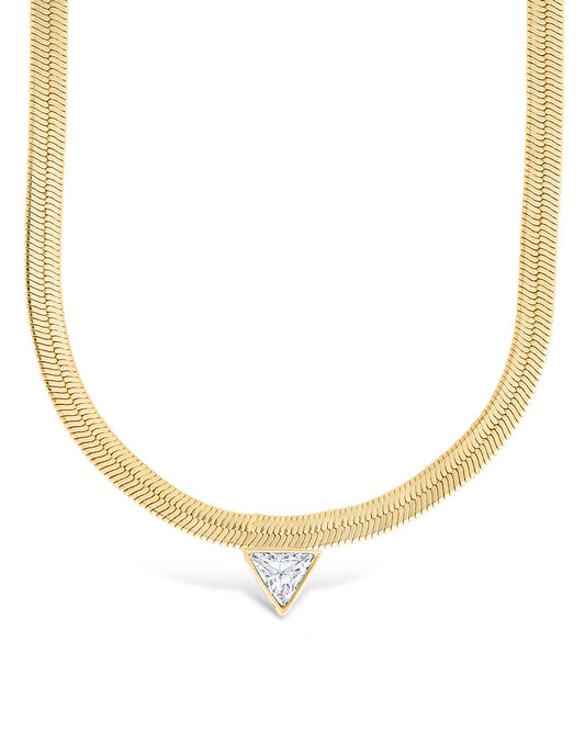 Ruth CZ Pendant Herringbone Necklace