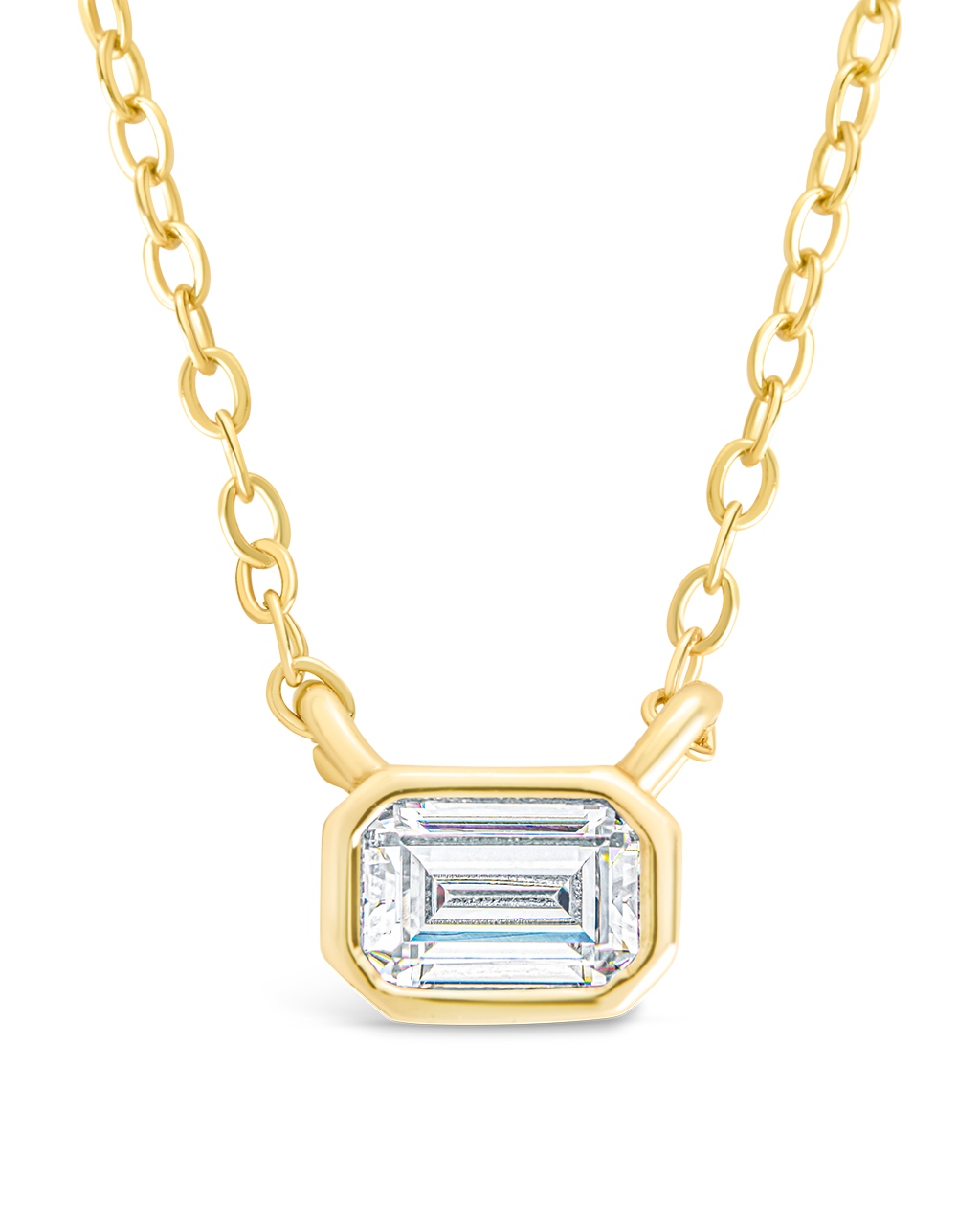 Sterling Silver Emerald Bezel Set Pendant