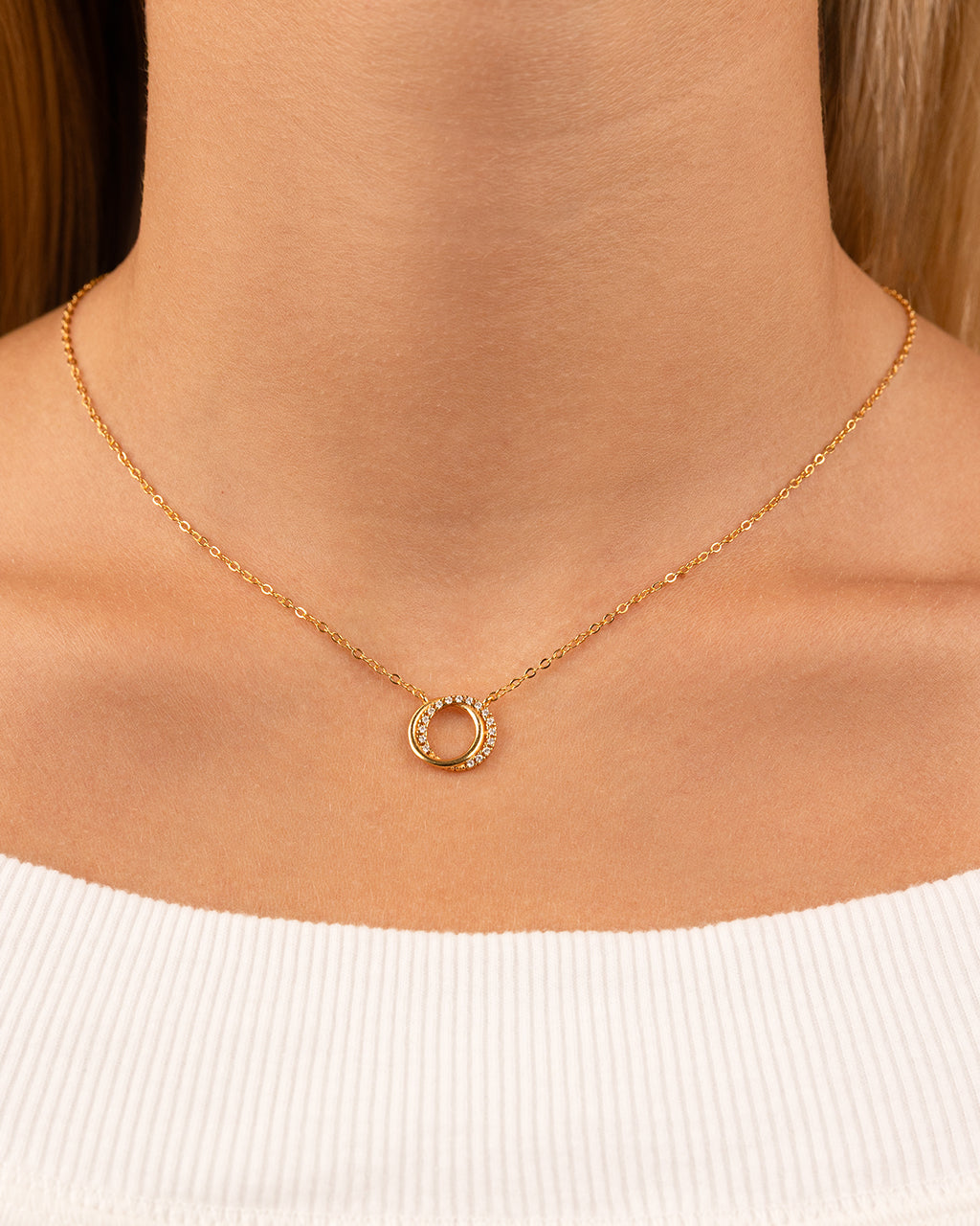 Sterling Silver CZ Interlocking Circle Pendant