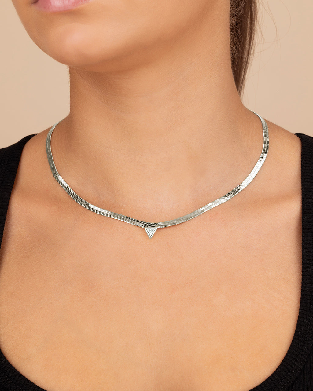 Ruth CZ Pendant Herringbone Necklace