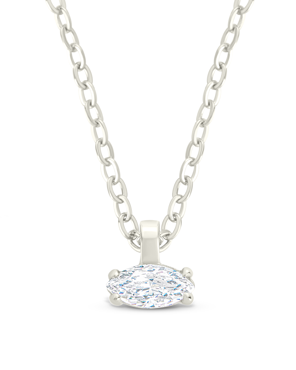 Sterling Silver Marquise Prong Set Pendant