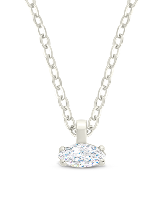 Sterling Silver Marquise Prong Set Pendant