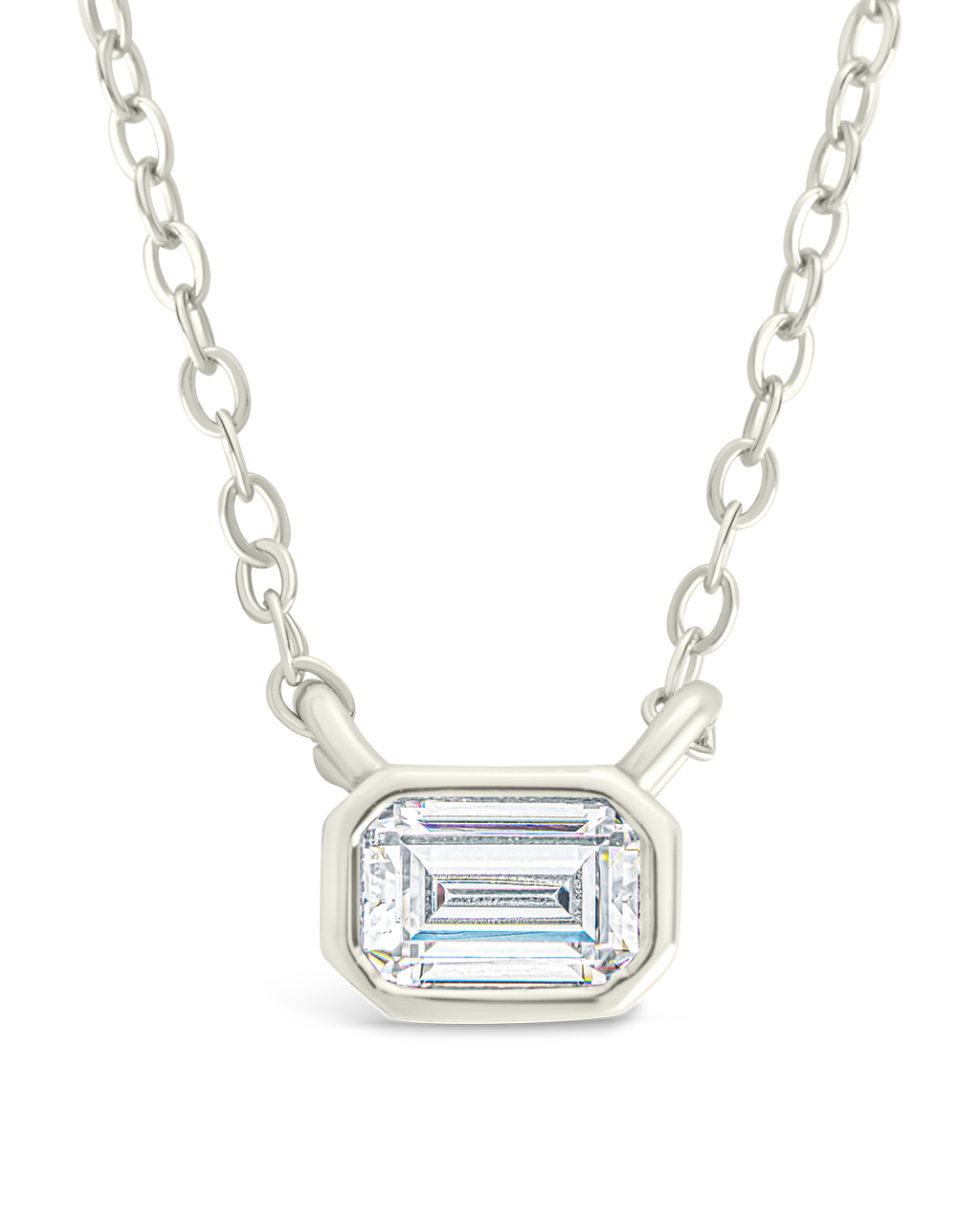 Sterling Silver Emerald Bezel Set Pendant