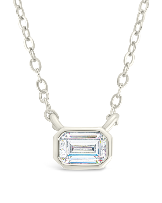 Sterling Silver Emerald Bezel Set Pendant