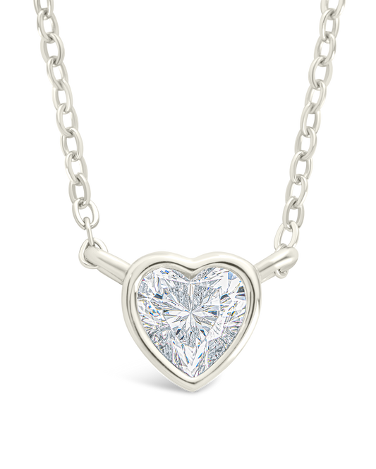 Sterling Silver Heart Bezel Set Pendant