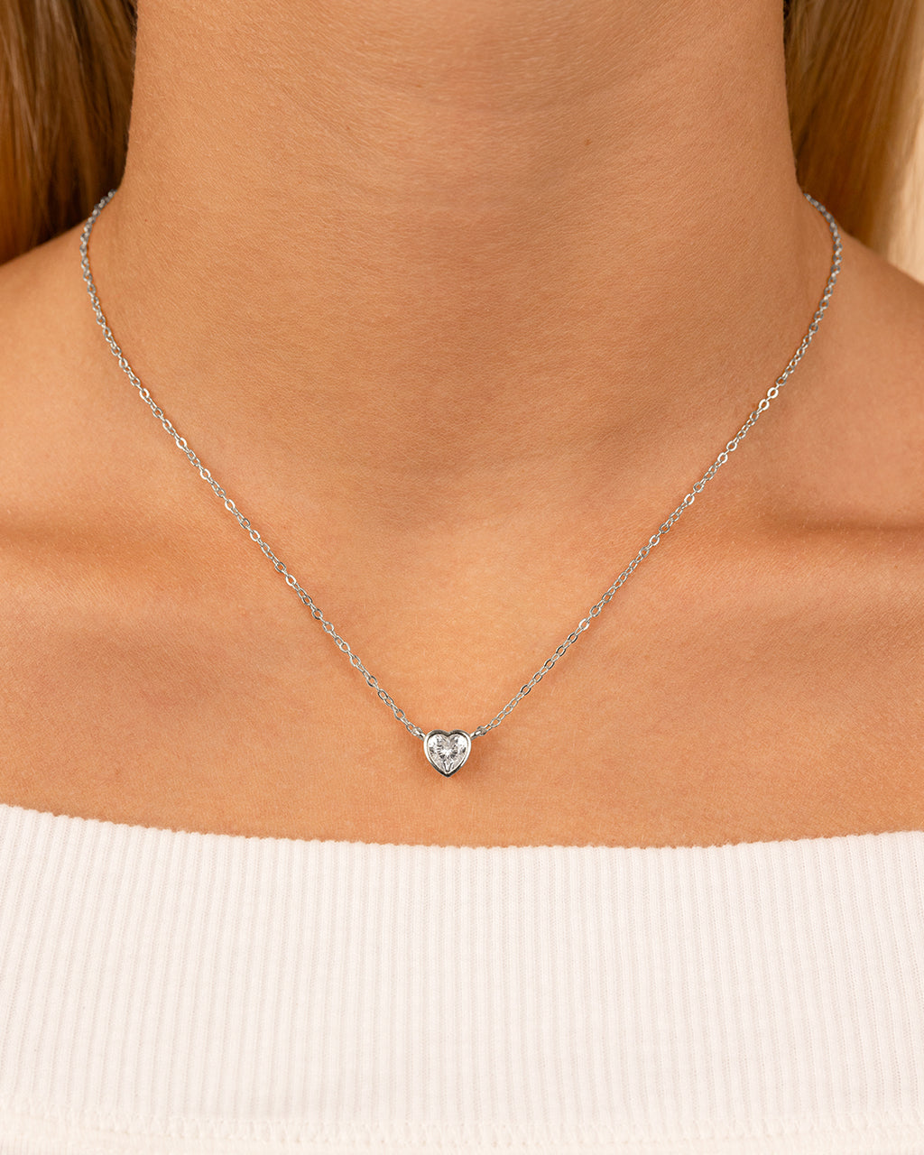 Sterling Silver Heart Bezel Set Pendant