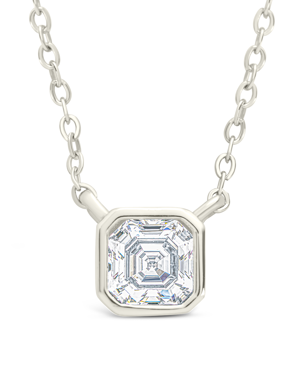 Sterling Silver Asscher Bezel Set Pendant