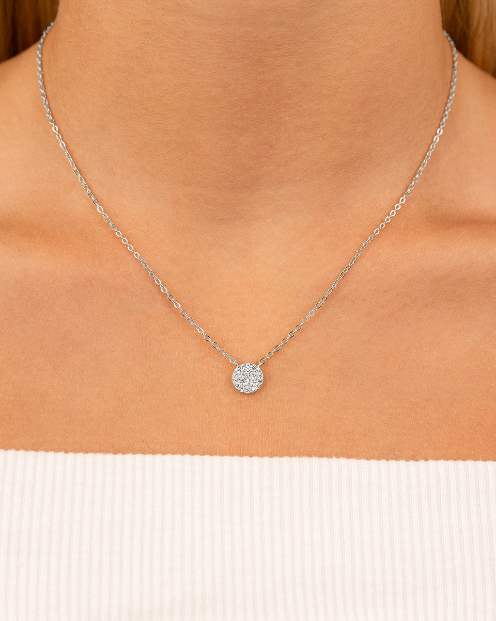 Sterling Silver CZ Disc Pendant