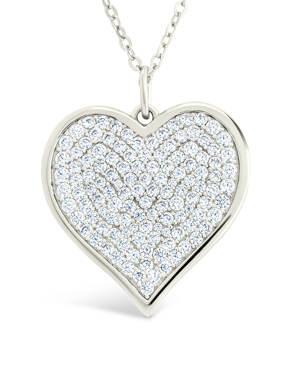 Sterling Silver CZ Statement Heart Pendant