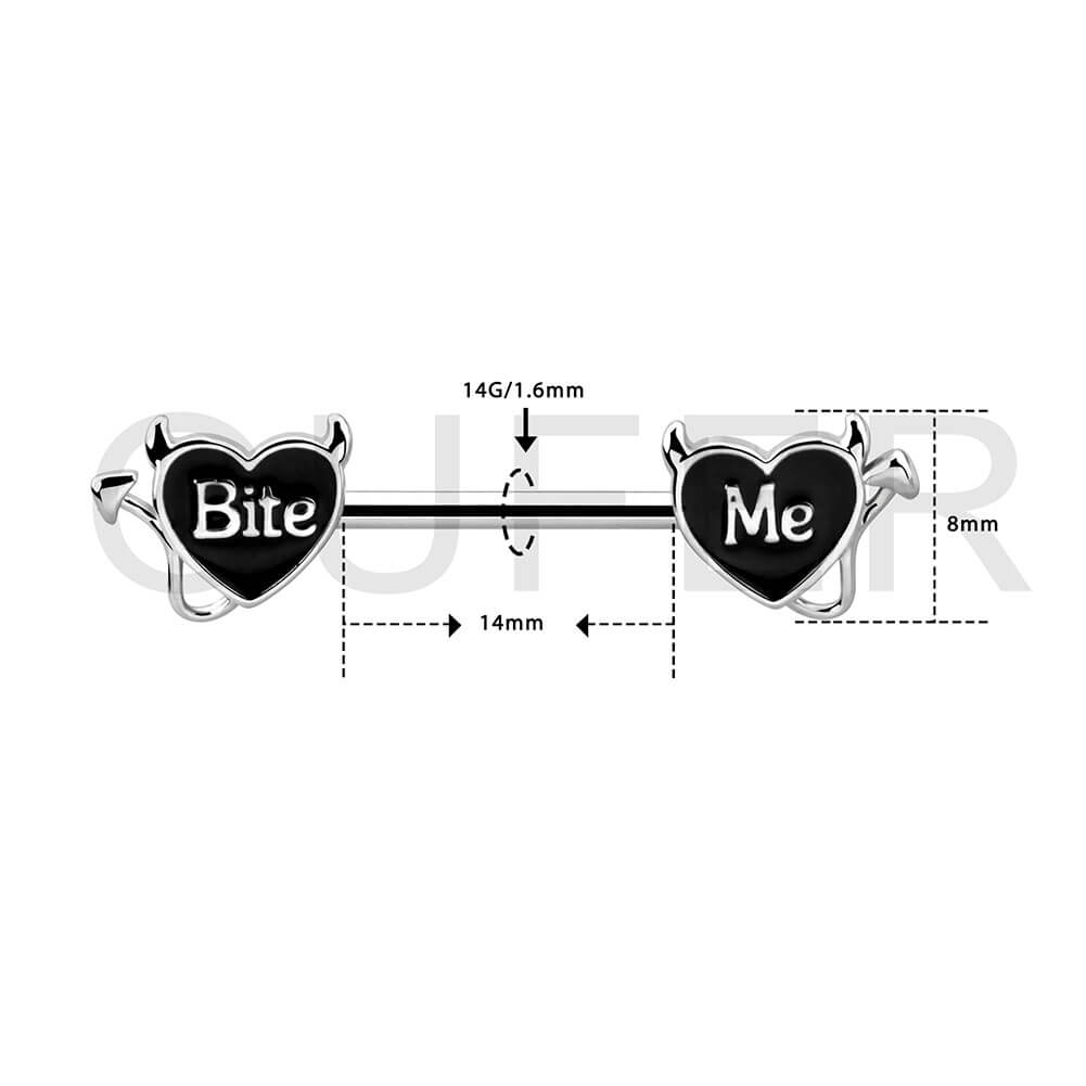 2Pcs BlackRed Sexy Heart Letter Nipple Barbell Pack